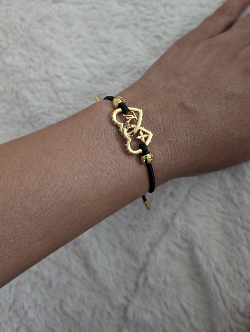 Louis Vuitton Gold Accent Black Cord Bracelet - Picture 5 of 5